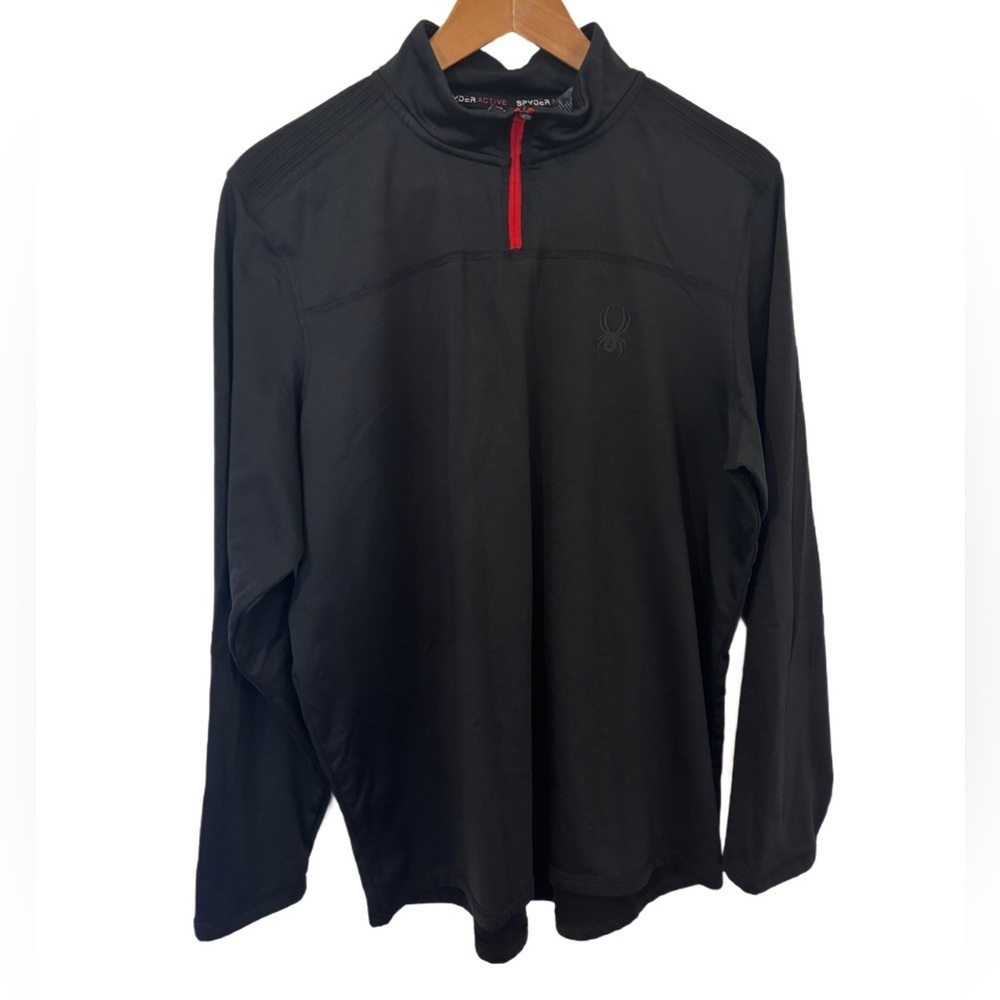 Woman’s Black Spyder Active 1/4 Zip Pullover with a‎ Red Zipper Accent Size Med